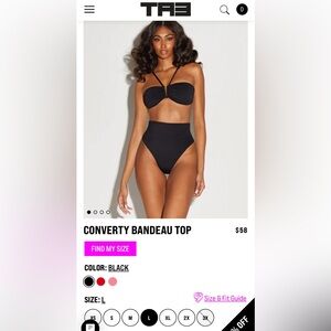 TA3 Converty Bandeau, Black (L) + Kini Hi Cut Bottom, Black (XL)